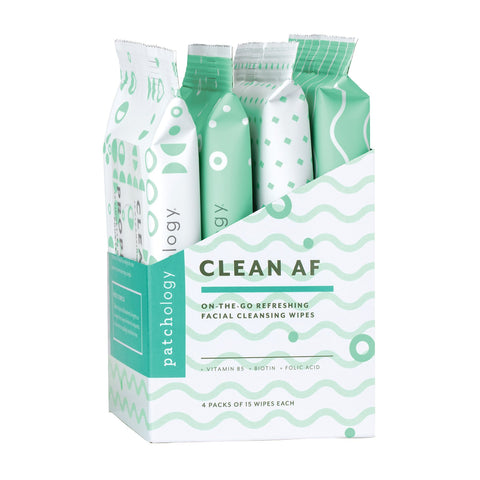 Image of Patchology Clean AF On-the-Go Refreshing Facial Cleansing Wipes Display