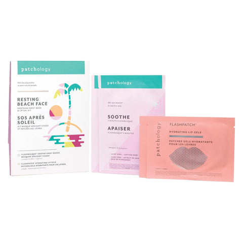 Image of Patchology Resting Beach Face Soothing Sheet Mask & Lip Gel Kit