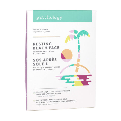 Image of Patchology Resting Beach Face Soothing Sheet Mask & Lip Gel Kit