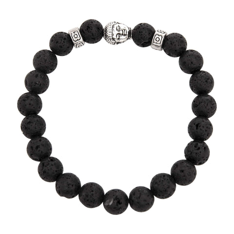 Image of Partial Silver & Black Lava Bracelet