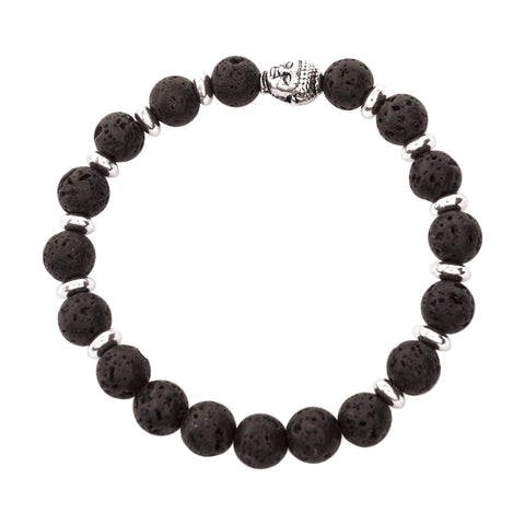Image of Full Silver & Black Lava Bracelet
