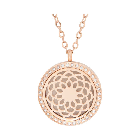 Image of Stainless Steel Rose Gold Sunflower Crystal Pendant