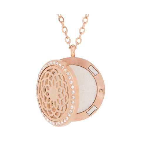 Image of Stainless Steel Rose Gold Sunflower Crystal Pendant