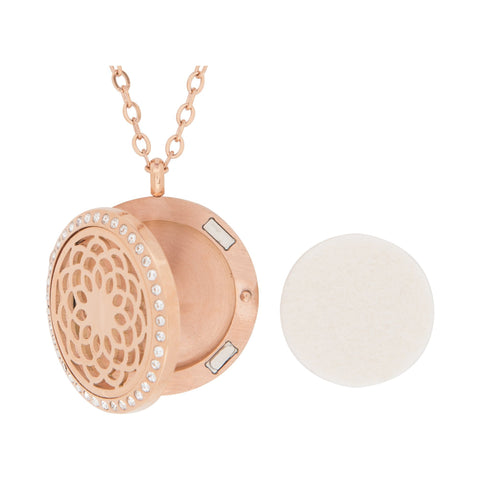 Image of Stainless Steel Rose Gold Sunflower Crystal Pendant