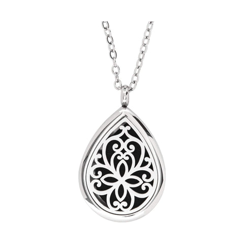 Image of Stainless Steel Floral Tear Drop Pendant