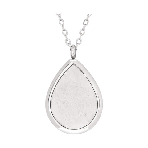 Image of Stainless Steel Floral Tear Drop Pendant